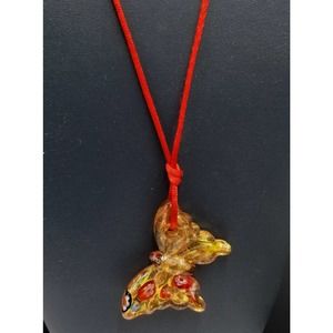 Vintage Murano Italy Butterfly Glass Millefiorie Necklace